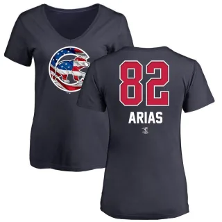 Women's Chicago Cubs Michael Arias Navy Name and Number Banner Wave V-Neck T-Shirt