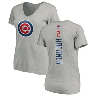 Women's Chicago Cubs Nico Hoerner Ash Backer Slim Fit T-Shirt