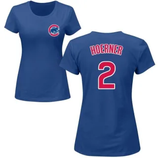 Women's Chicago Cubs Nico Hoerner Royal Roster T-Shirt