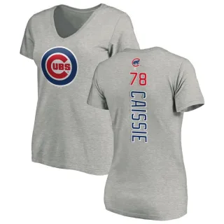 Women's Chicago Cubs Owen Caissie Ash Backer Slim Fit T-Shirt