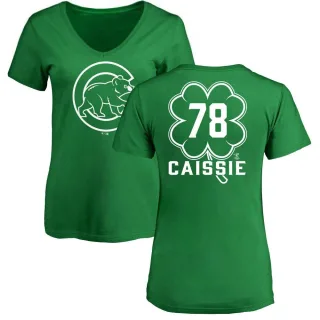 Women's Chicago Cubs Owen Caissie Green Dubliner V-Neck T-Shirt Kelly