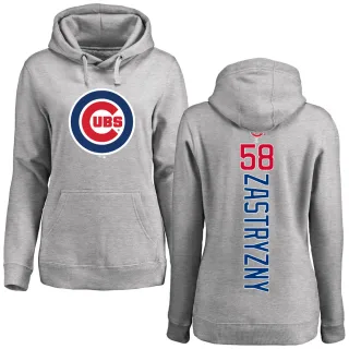 Women's Chicago Cubs Rob Zastryzny Ash Backer Pullover Hoodie