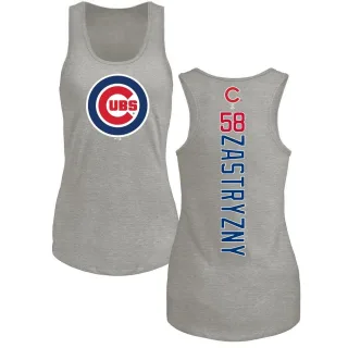 Women's Chicago Cubs Rob Zastryzny Ash Backer Tank Top