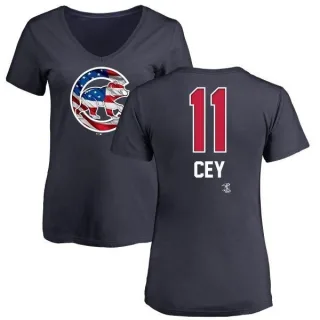 Women's Chicago Cubs Ron Cey Navy Name and Number Banner Wave V-Neck T-Shirt