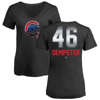 Women's Chicago Cubs Ryan Dempster Black Midnight Mascot V-Neck T-Shirt