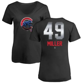 Women's Chicago Cubs Tyson Miller Black Midnight Mascot V-Neck T-Shirt