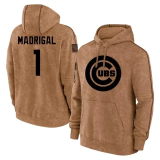 Youth Chicago Cubs Nick Madrigal Brown 2023 Salute to Service Club Pullover Hoodie